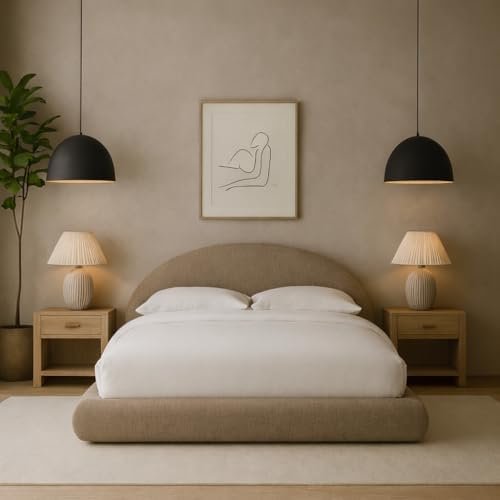 Round Bed Base, King, Brown Linen - Image 17