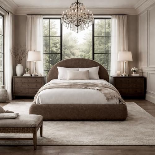 Round Bed Base, King, Brown Linen - Image 28