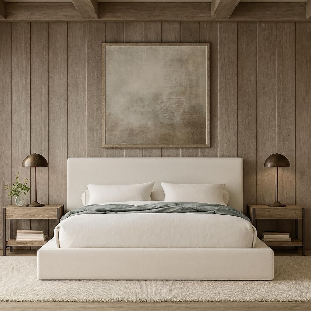 Square Bed Base, Queen, Brown Linen - Image 8