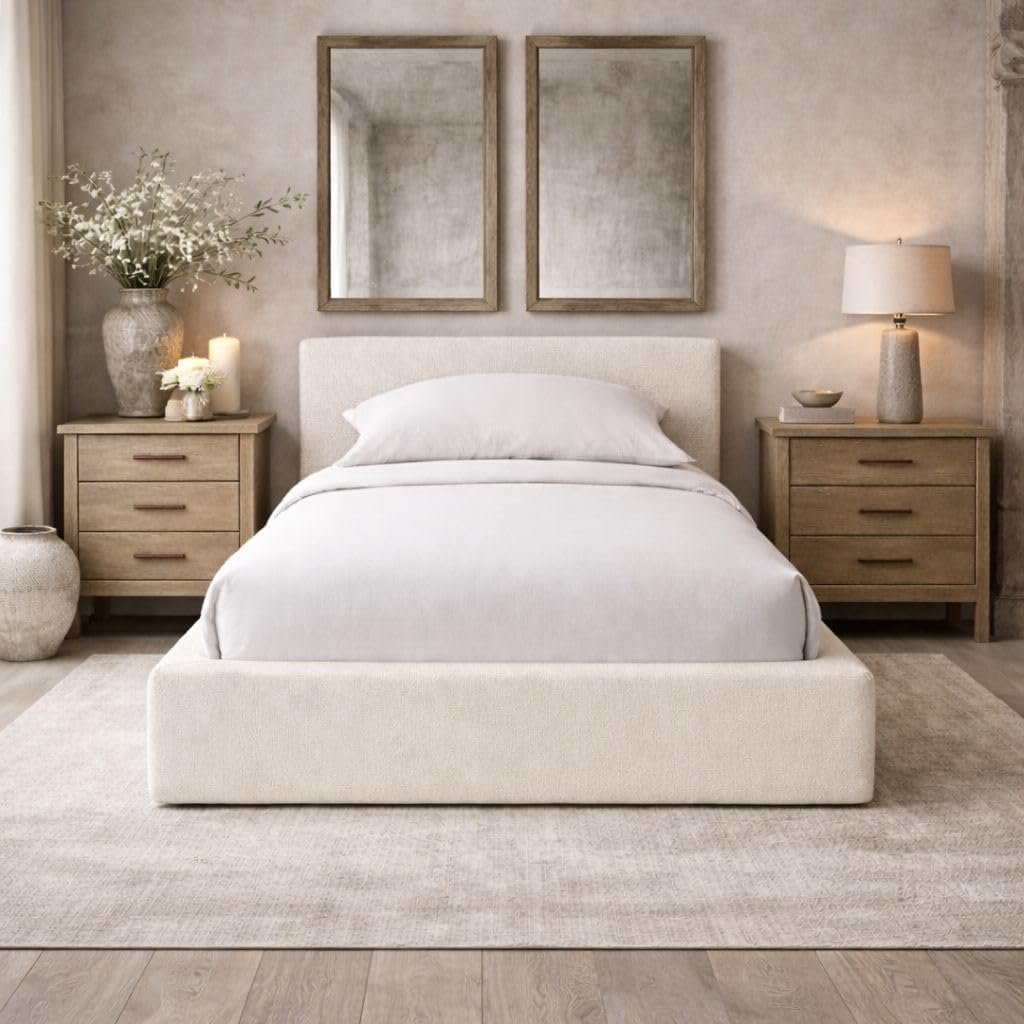 Square Bed Base, Queen, Brown Linen - Image 6