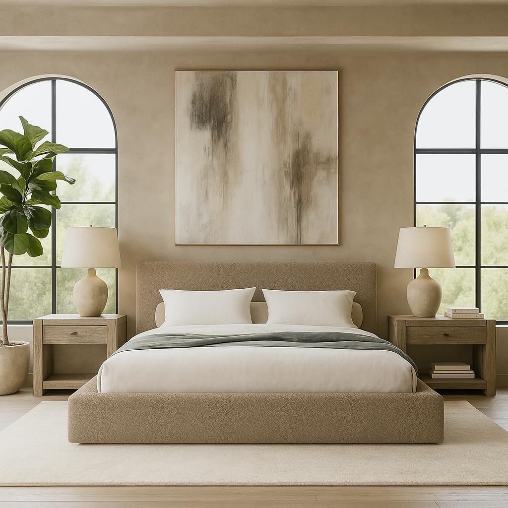 Square Bed Base, Queen, Brown Linen - Image 7