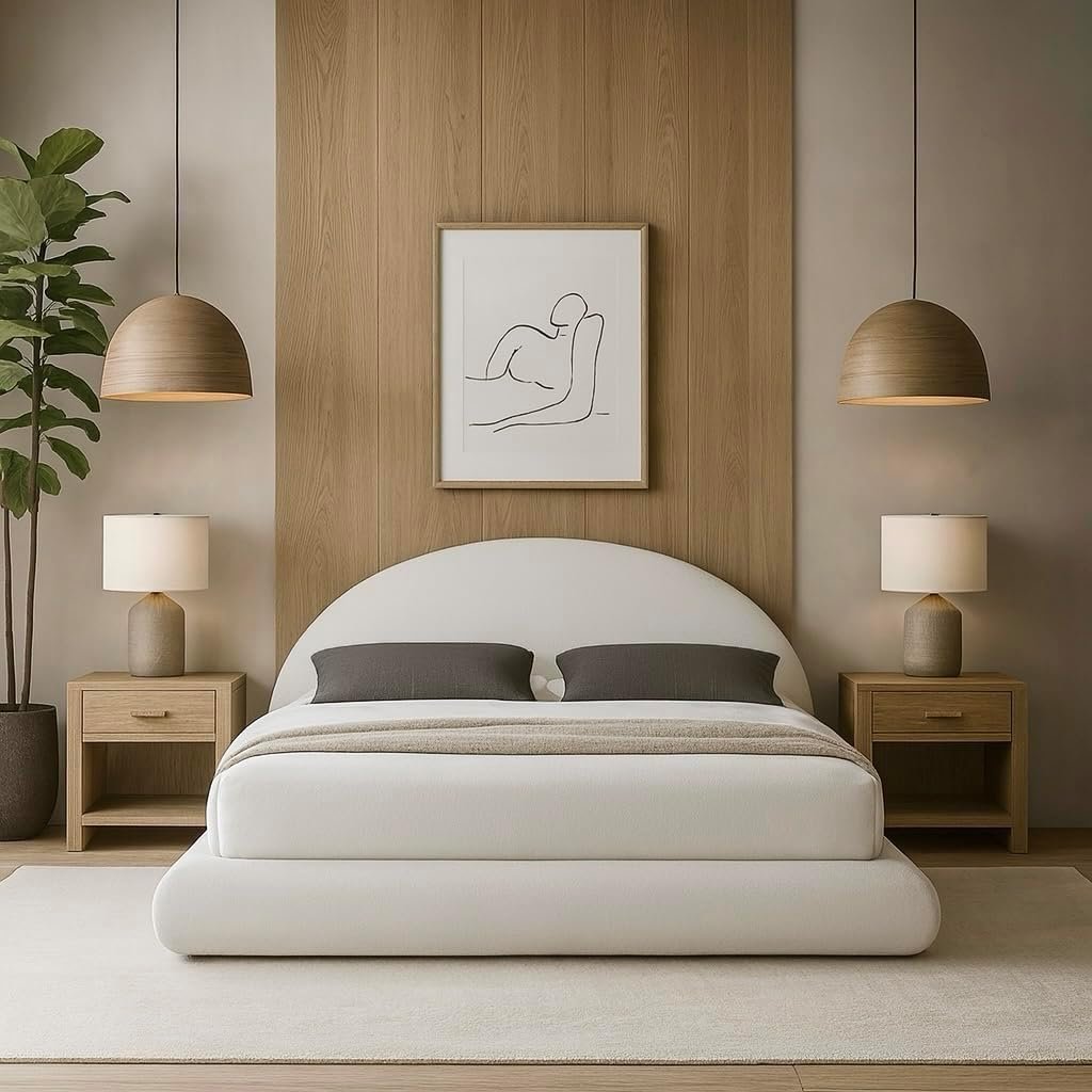 Round Bed Base, King, Brown Linen - Image 29