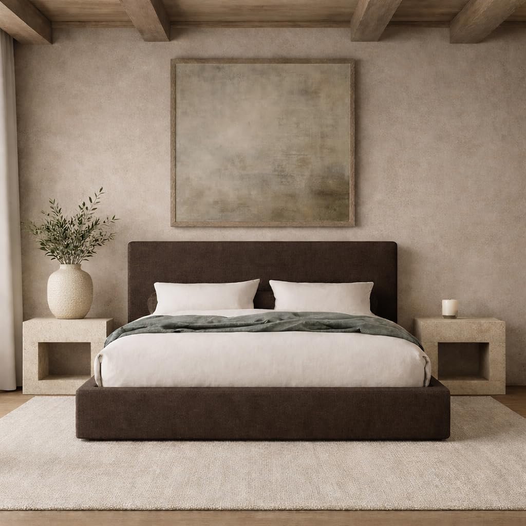 Square Bed Base, Queen, Brown Linen - Image 36