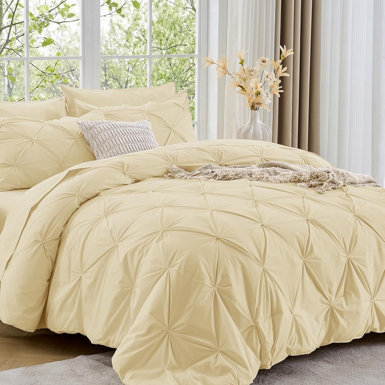Sasttie Queen Comforter Set, 7-Piece, Beige - Image 29