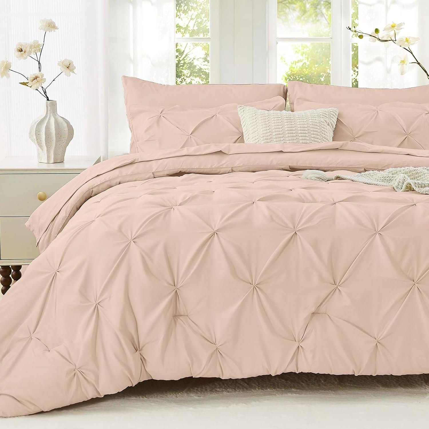 Sasttie Queen Comforter Set, 7-Piece, Beige - Image 31