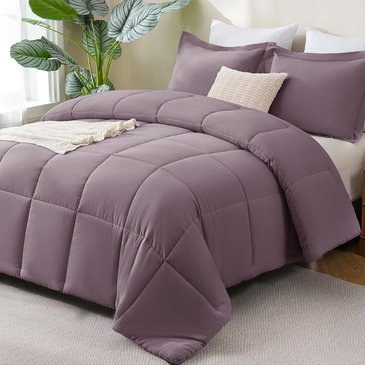 CozyLux Queen Comforter Set, 3-Piece, Dark Grey - Image 5