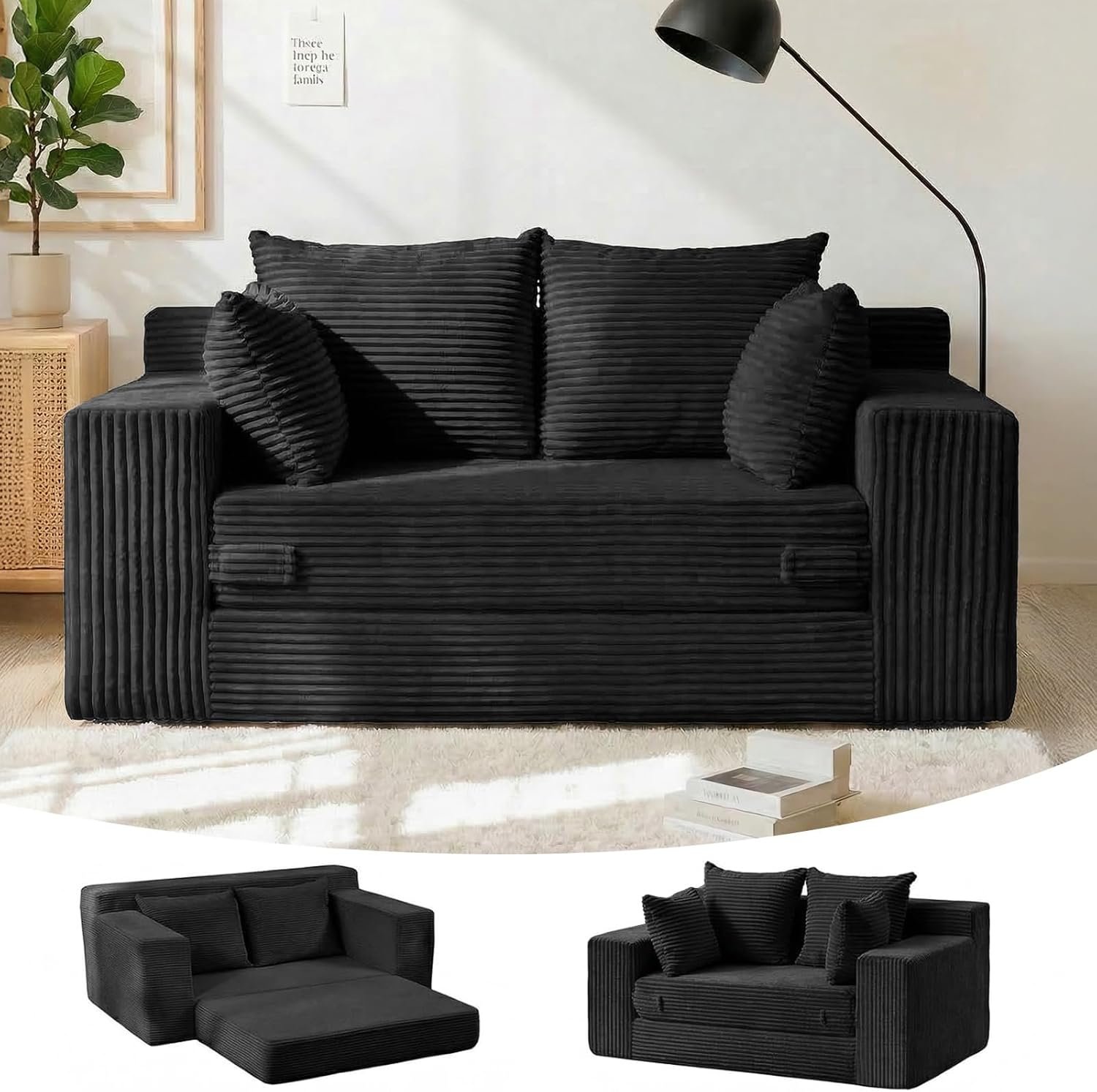 Oversized Boneless Sofa Bed, 3-Seater Gray - Image 10