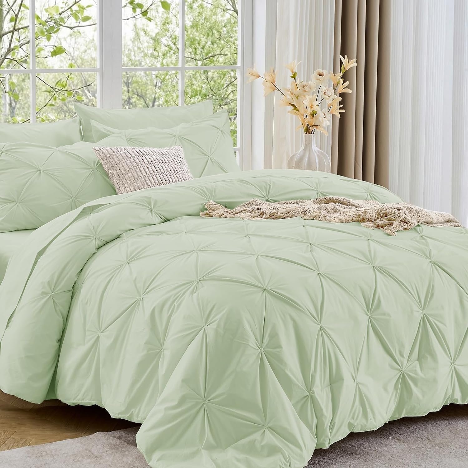 Sasttie Queen Comforter Set, 7-Piece, Beige - Image 35