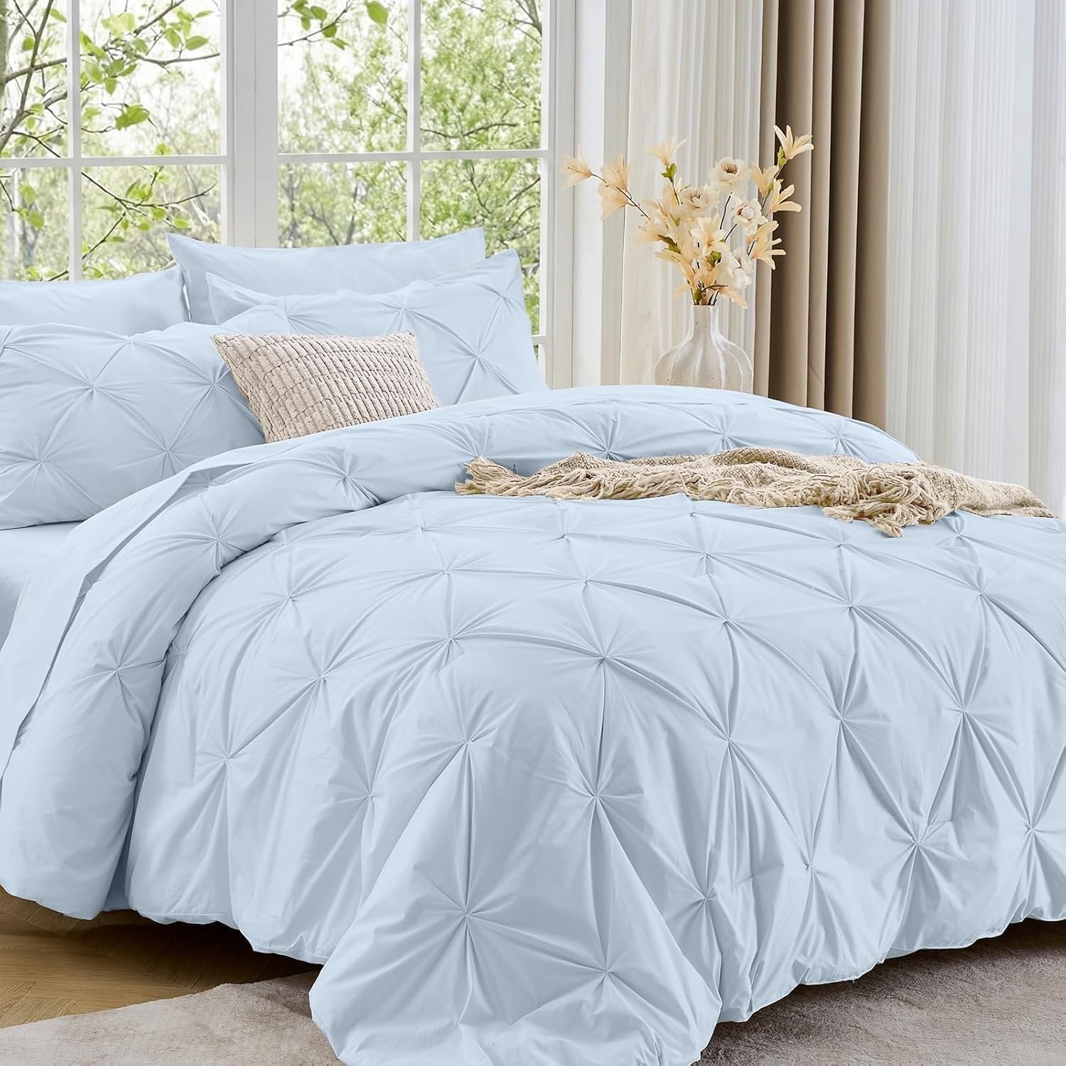 Sasttie Queen Comforter Set, 7-Piece, Beige - Image 18