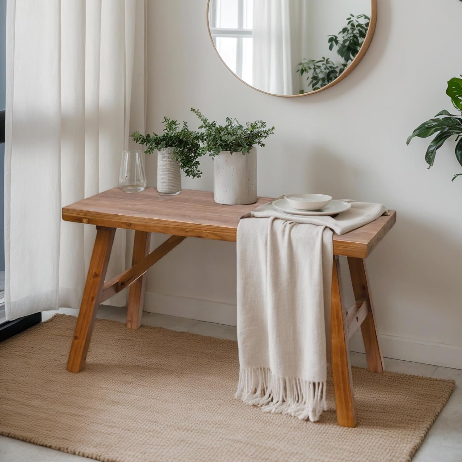 SwallowLiving Wood Entry Bench, 30", Natural - Image 2