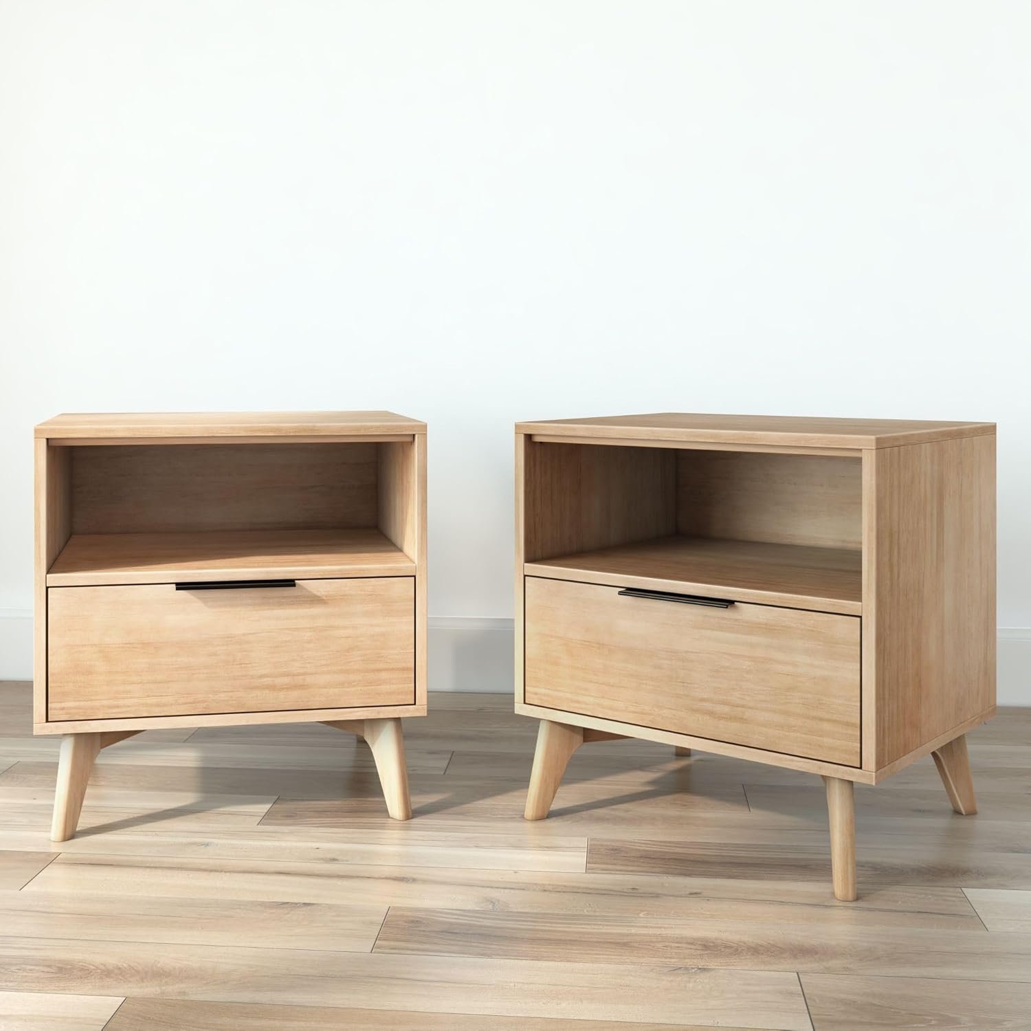 Plank+Beam Haven Nightstand Set of 2, Blonde/Black - 画像 (6)