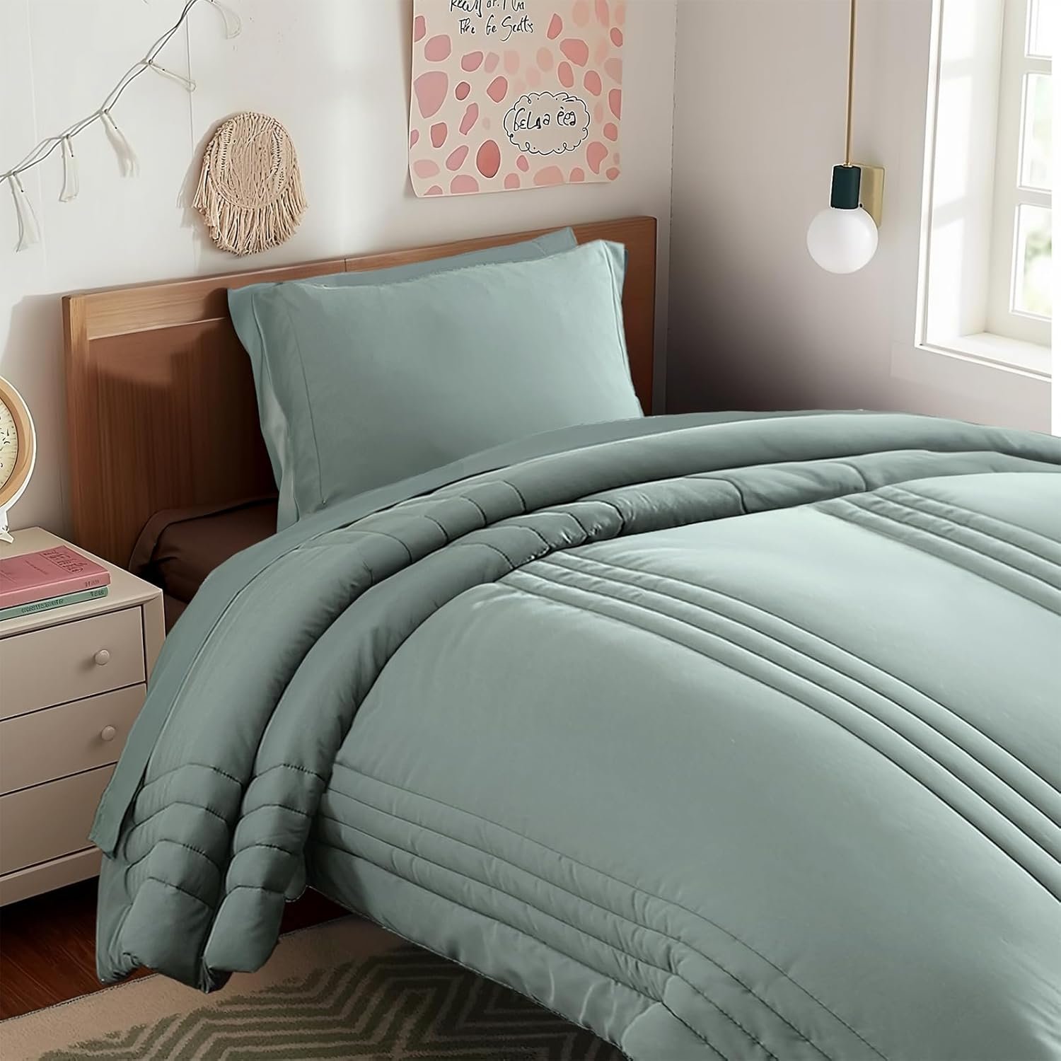 Monbix Queen Comforter Set, 7-Piece, Sage Green - Image 46