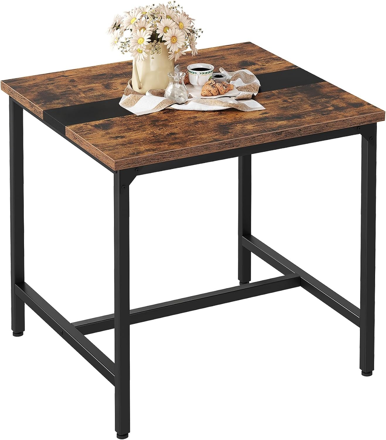 CHOEZON Square Dining Table, 29.5", Rustic Brown/Black - Image 2
