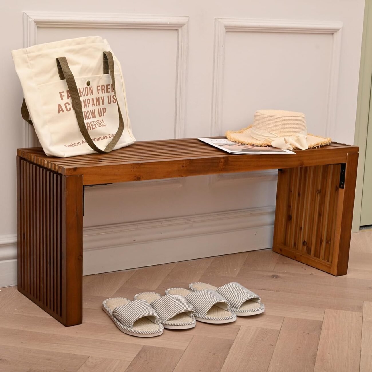 SwallowLiving Wood Entry Bench, 30", Natural - 画像 (3)