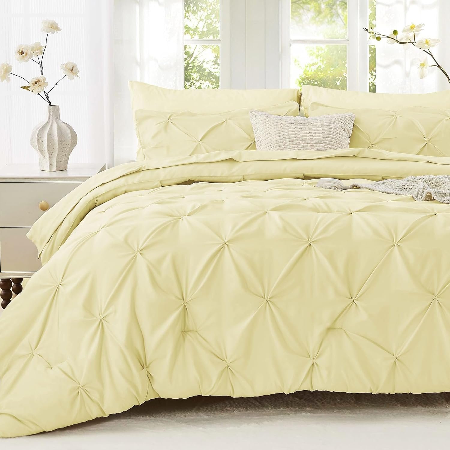 Sasttie Queen Comforter Set, 7-Piece, Beige - Image 7
