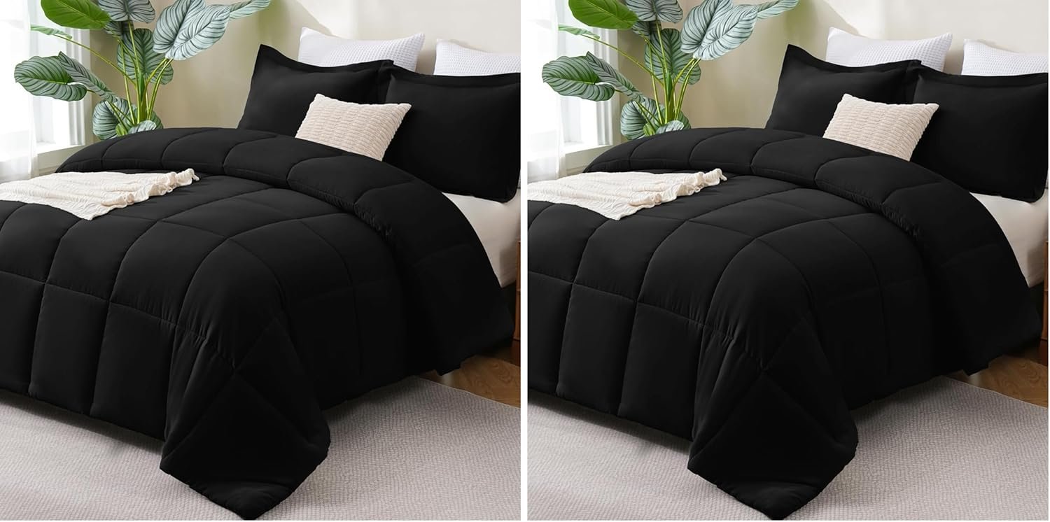 CozyLux Queen Comforter Set, 3-Piece, Dark Grey - Image 3