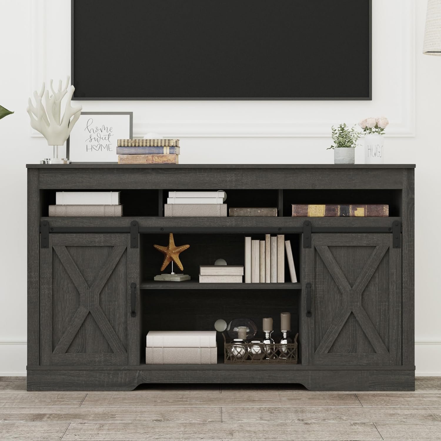 RoyalCraft Fireplace TV Stand, Light Grey - Image 6