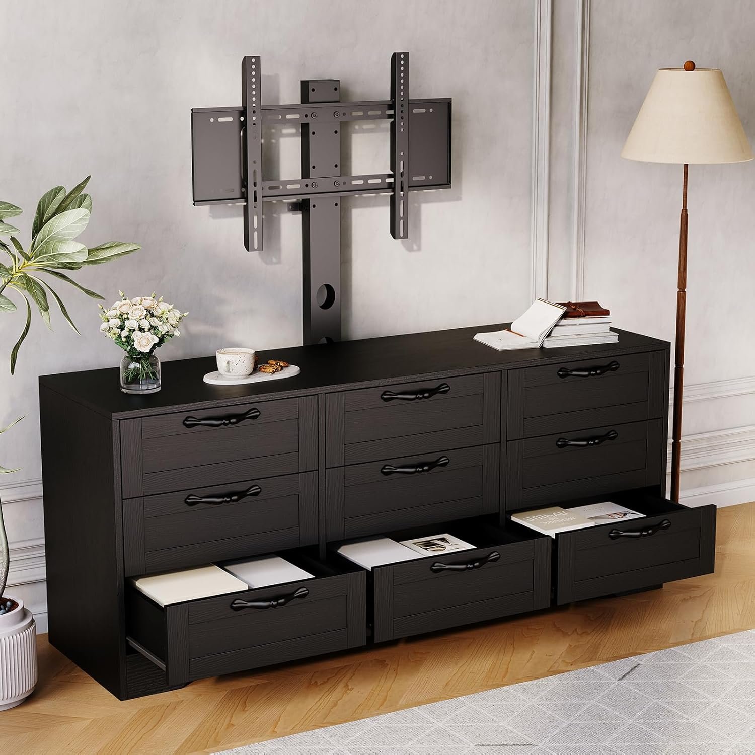 Patikuin TV Stand with Mount, 55", Black - Image 2