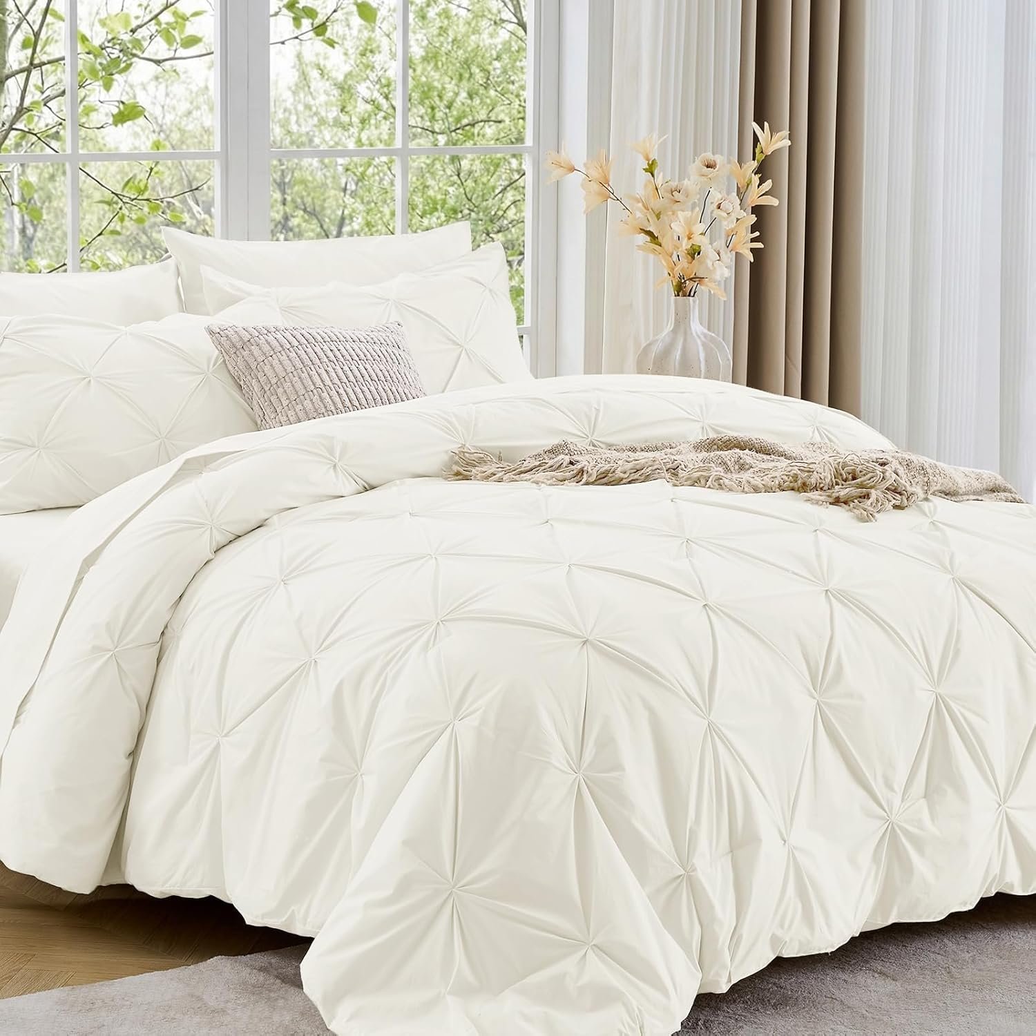 Sasttie Queen Comforter Set, 7-Piece, Beige - Image 44