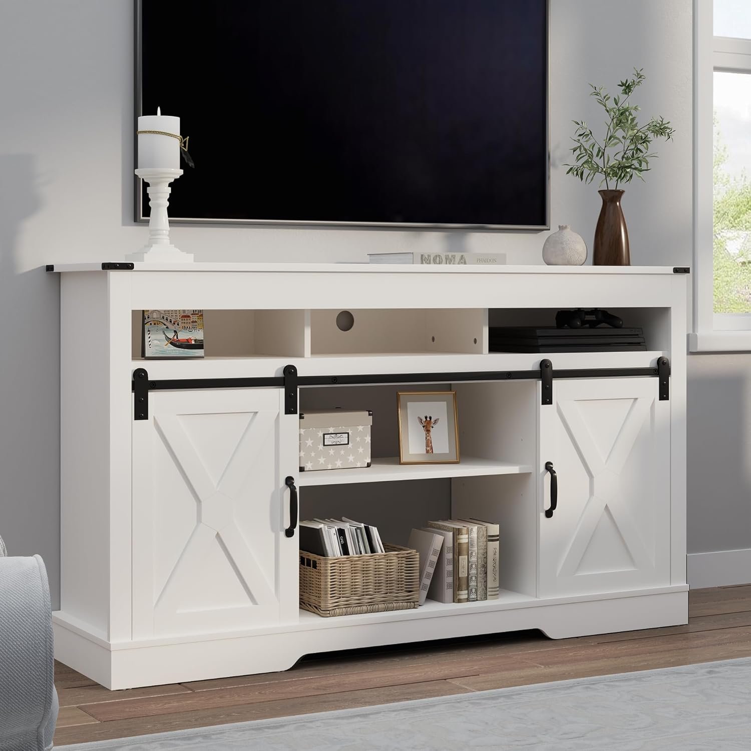 RoyalCraft Fireplace TV Stand, Light Grey - Image 4