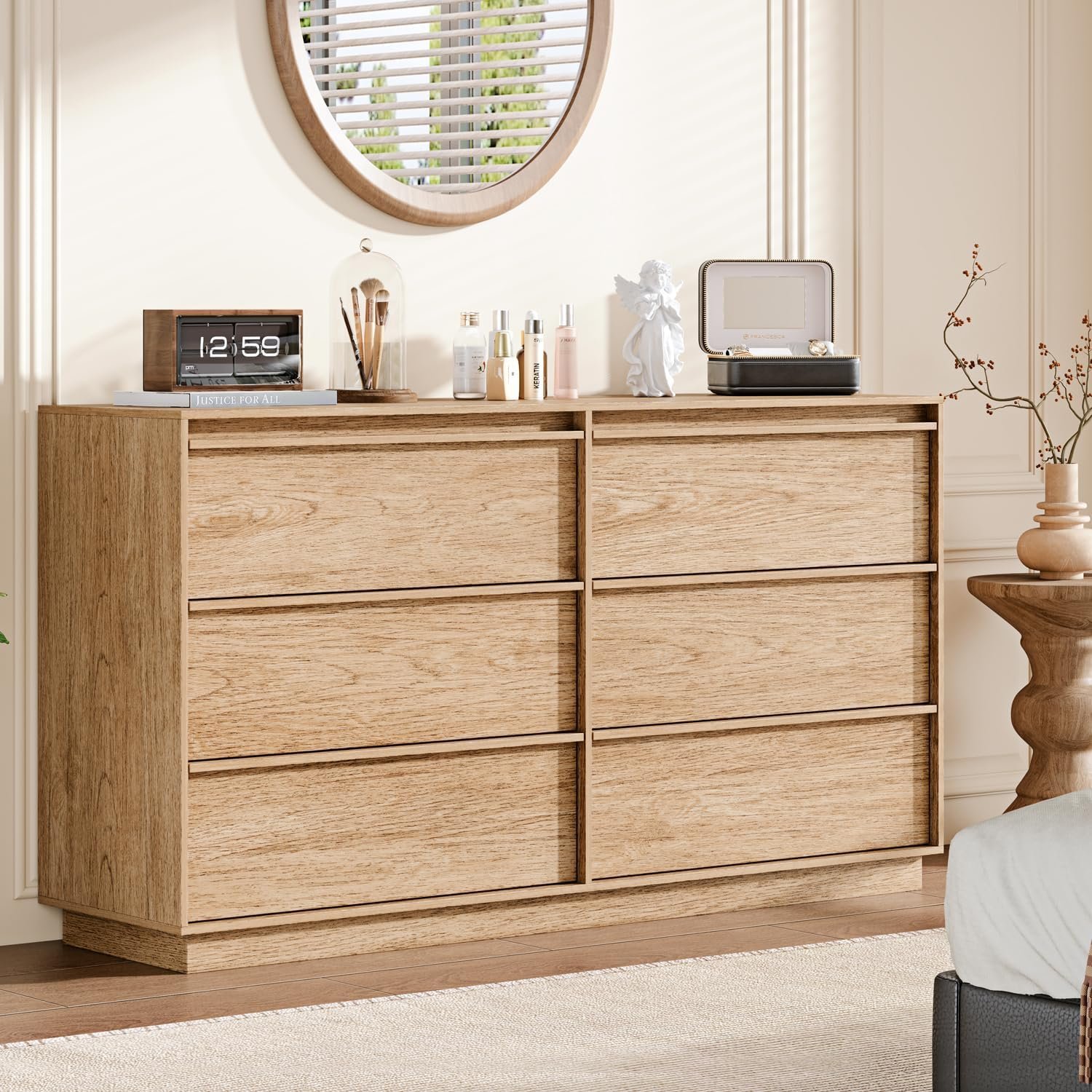 Ieejdn Fluted Dresser, 9-Drawer, Chestnut - Image 2