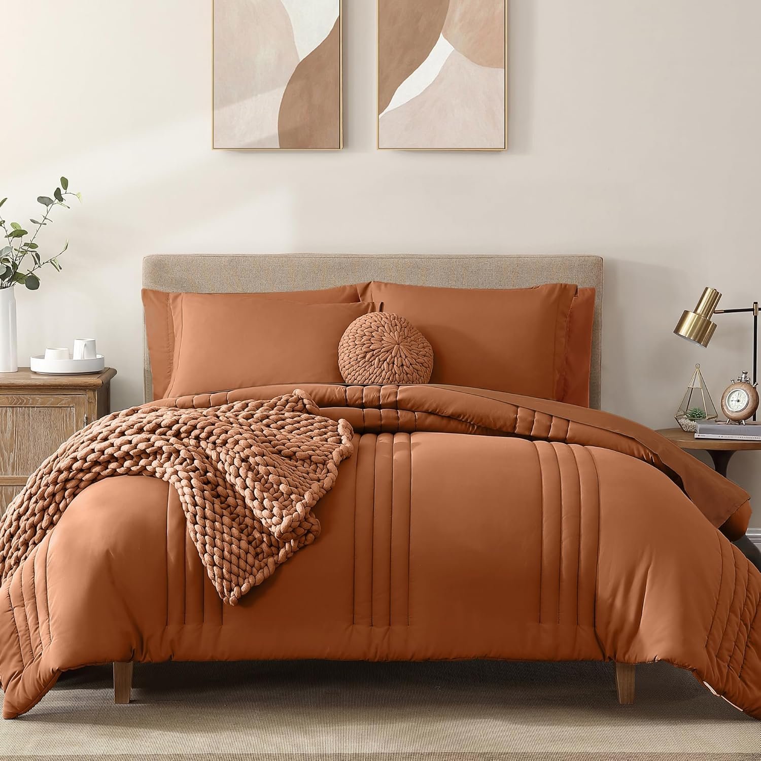 Monbix Queen Comforter Set, 7-Piece, Sage Green - Image 28