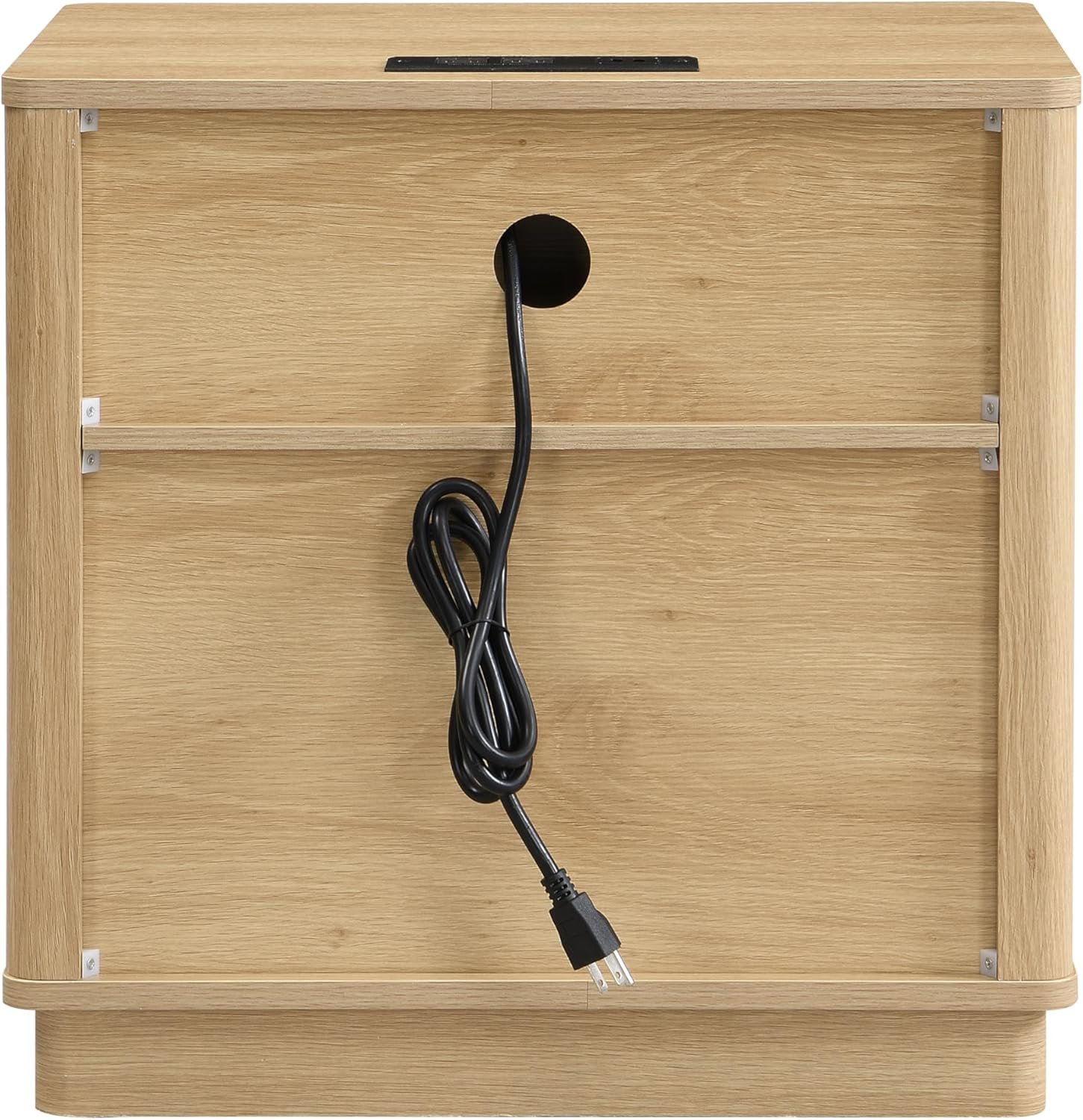 Merax Nightstand Set of 2, Charging Station, Natural - 画像 (7)