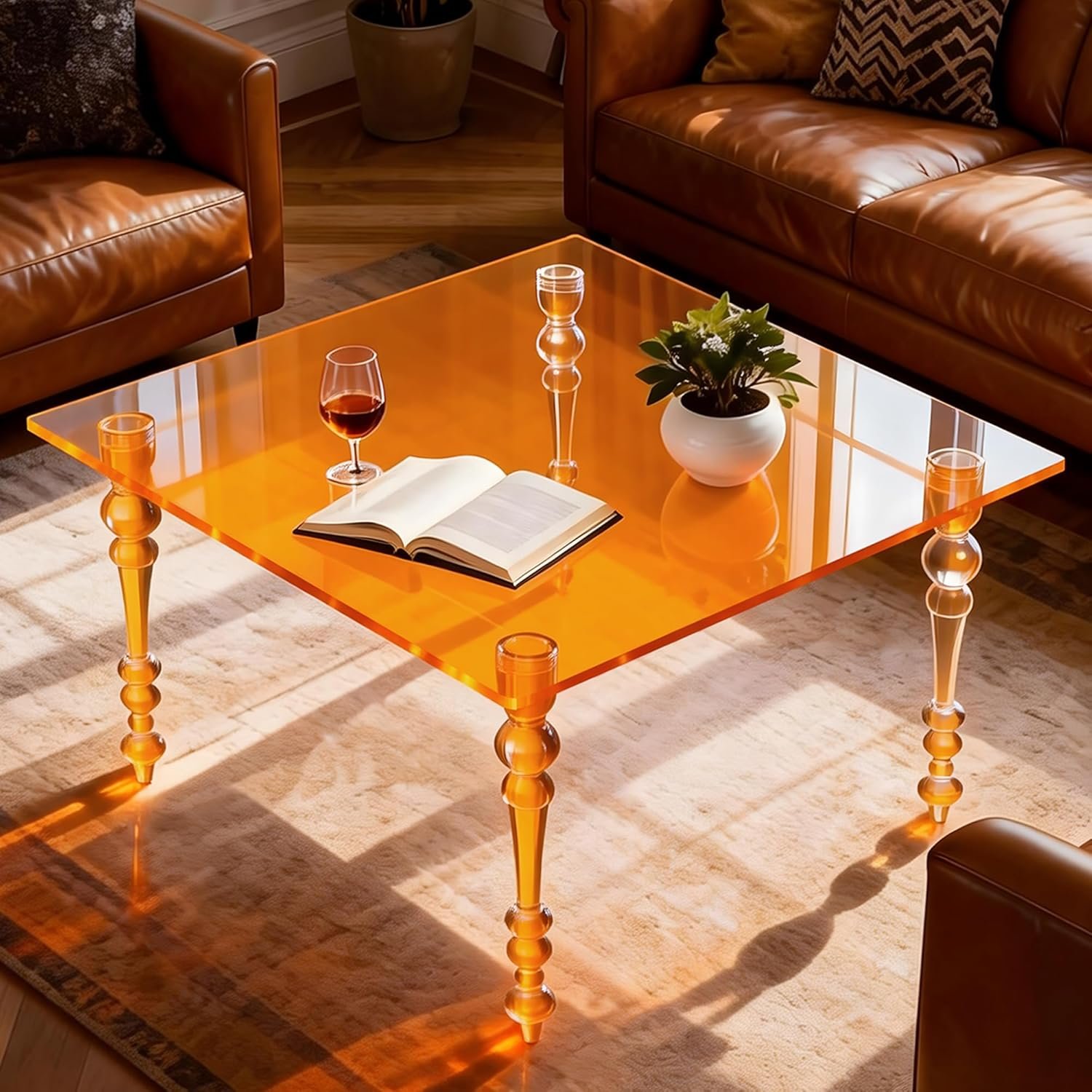 Acrylic Square Coffee Table, Clear Mid-Century Modern - Image 2