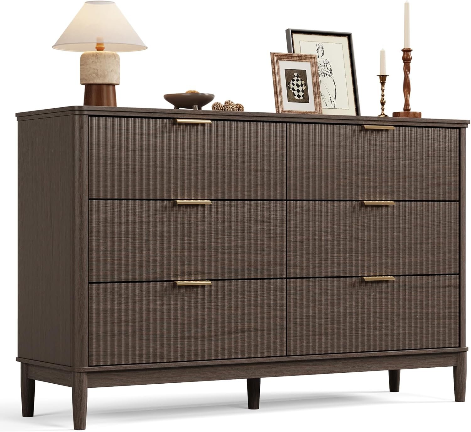 LINSY Fluted Dresser, 9-Drawer, Oak - Image 3