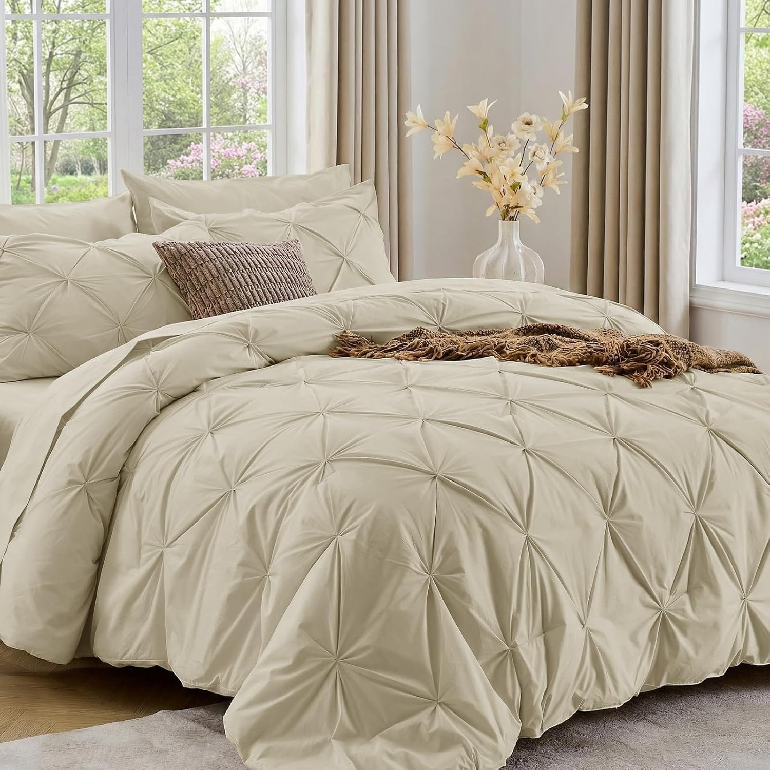 Sasttie Queen Comforter Set, 7-Piece, Beige - Image 59