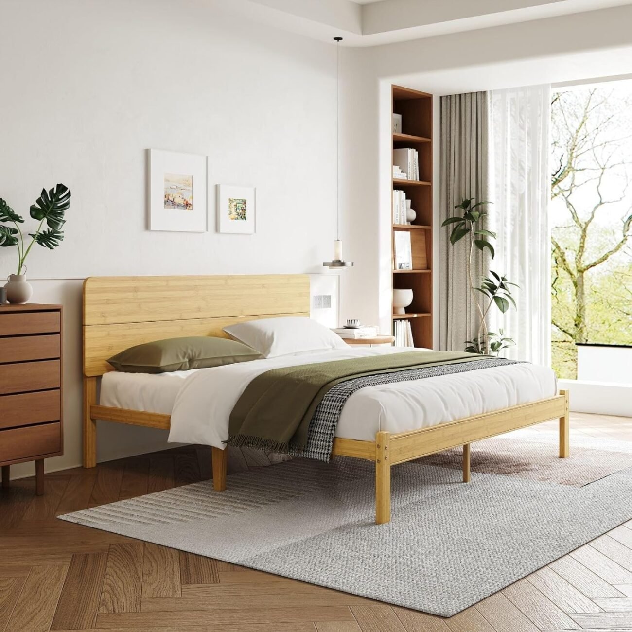 Queen Bamboo Bed Frame, 14", Natural - Image 3