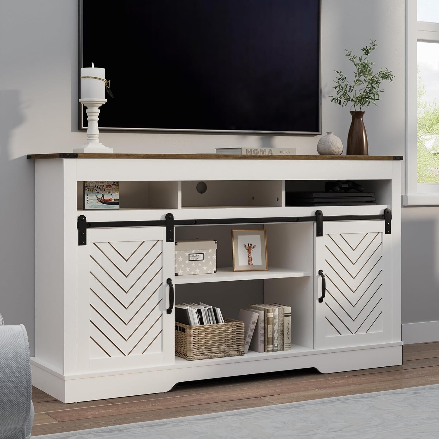 RoyalCraft Fireplace TV Stand, Light Grey - Image 7