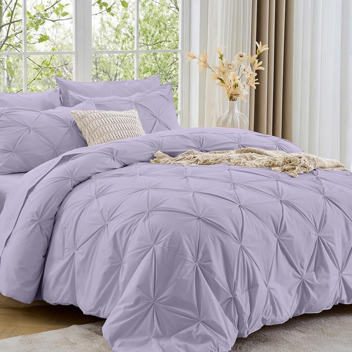 Sasttie Queen Comforter Set, 7-Piece, Beige - Image 3