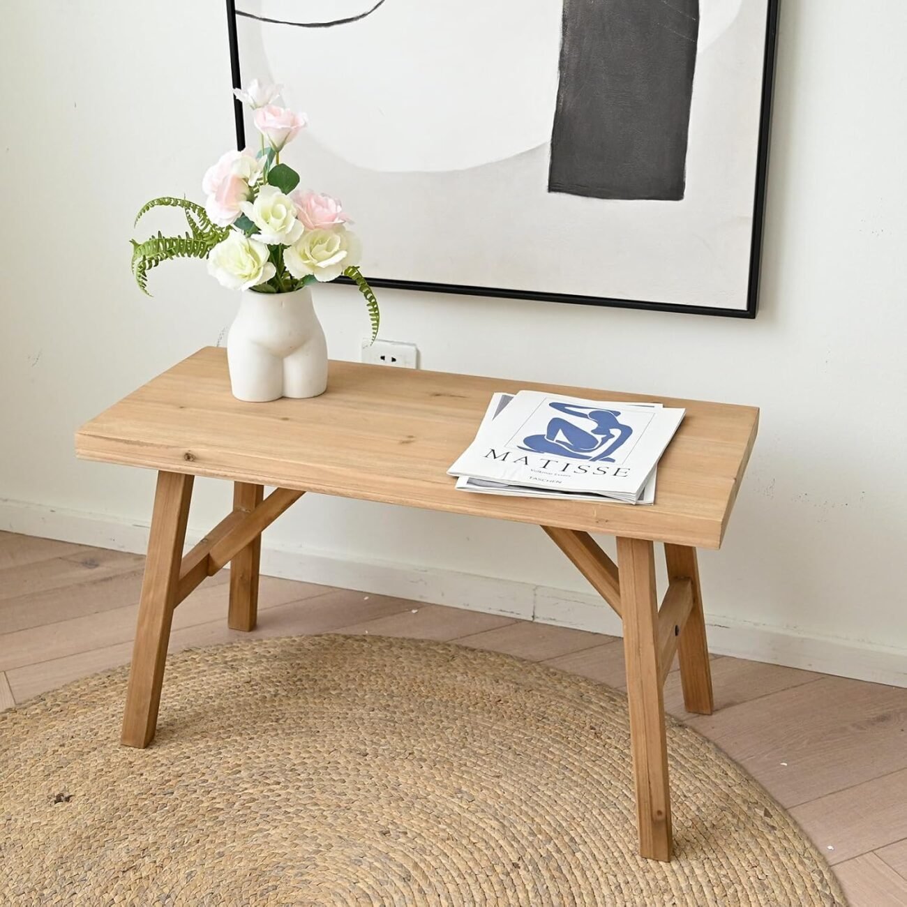 SwallowLiving Wood Entry Bench, 30", Natural - 画像 (4)