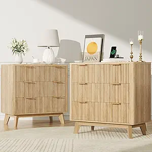 Fluest Fluted Nightstand Set of 2, 32", Natural - Image 3