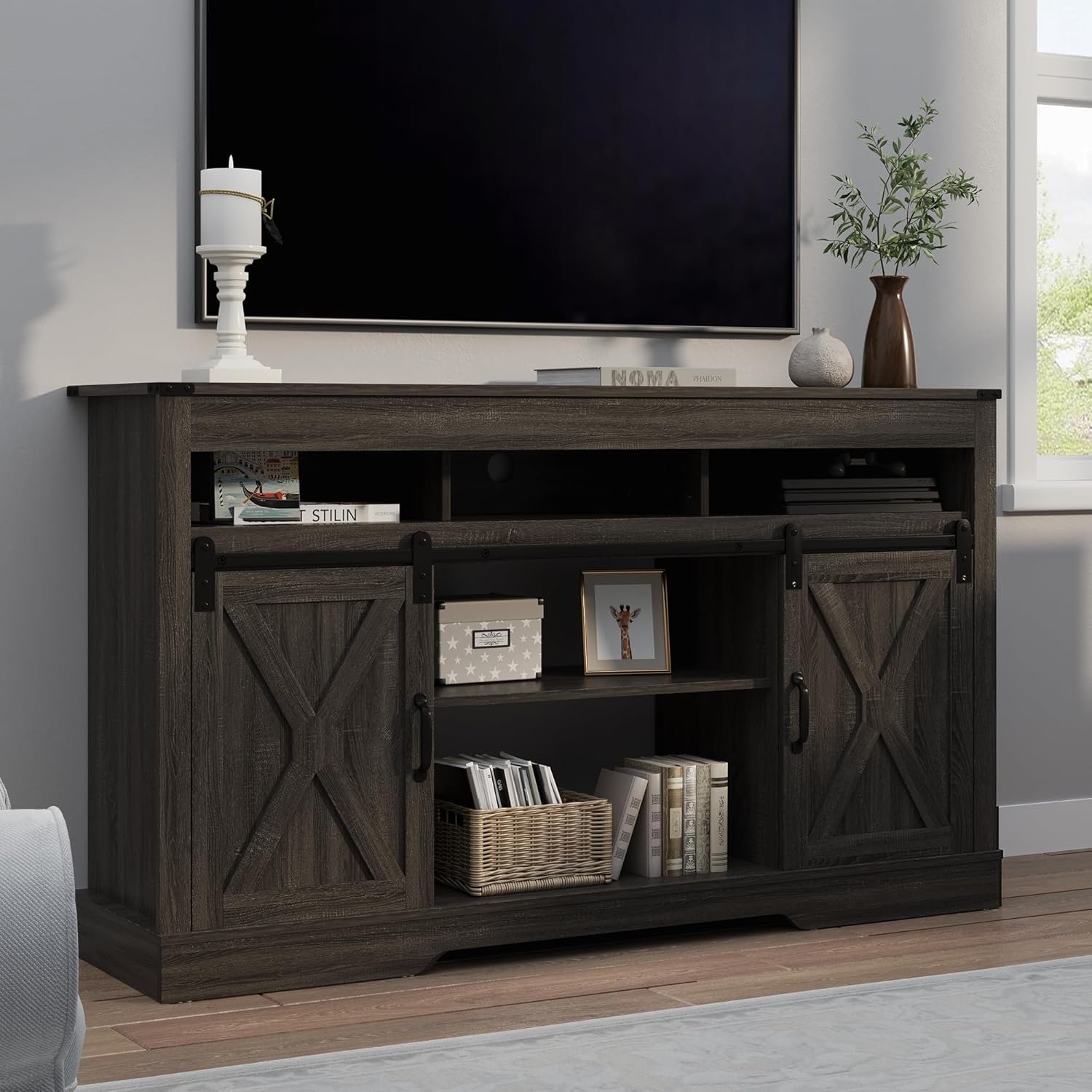 RoyalCraft Fireplace TV Stand, Light Grey - Image 9