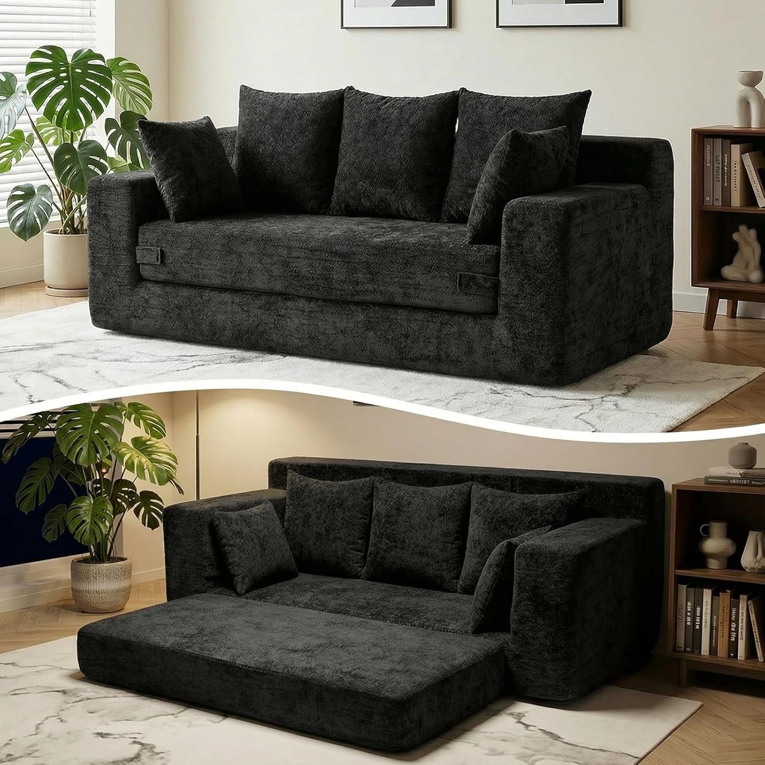 Oversized Boneless Sofa Bed, 3-Seater Gray - Image 5