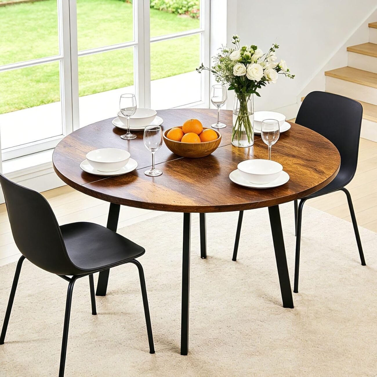 Karl Home Round Dining Table, 35.4", Black - 画像 (3)