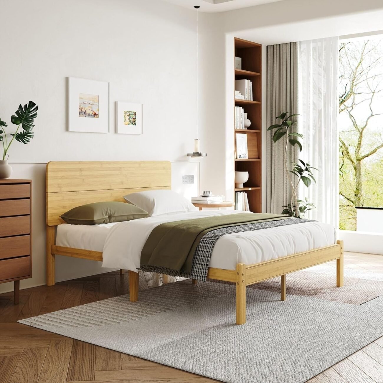 Queen Bamboo Bed Frame, 14", Natural - Image 4