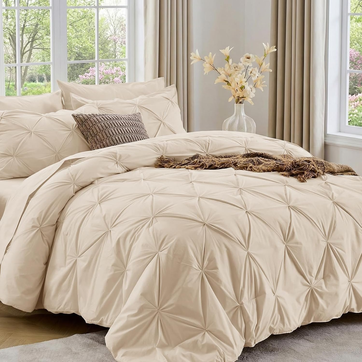 Sasttie Queen Comforter Set, 7-Piece, Beige - Image 57