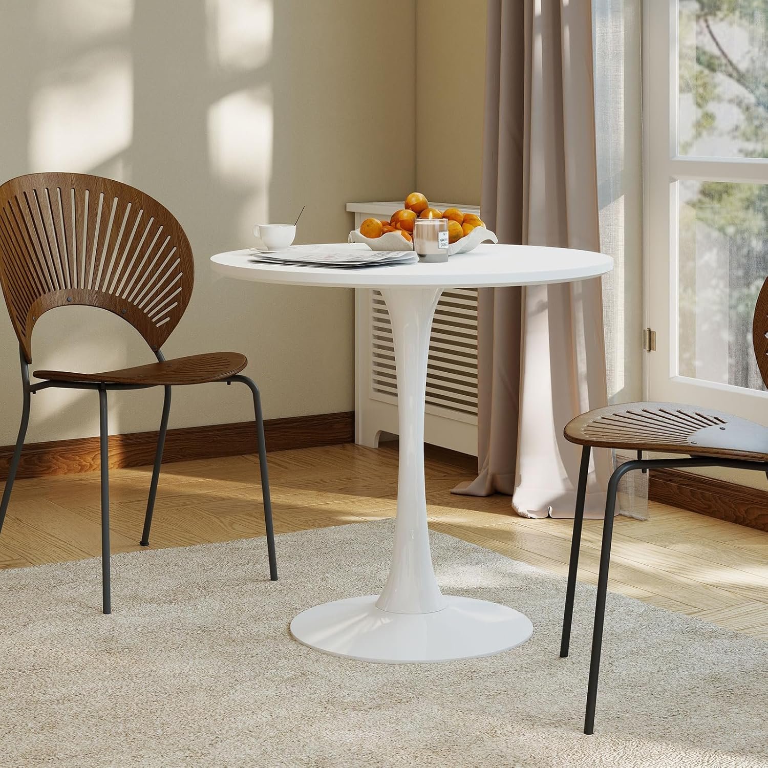 27.5" Round Tulip Table, White - Image 3