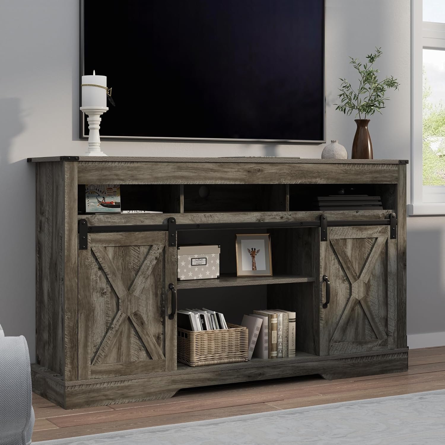 RoyalCraft Fireplace TV Stand, Light Grey - Image 15