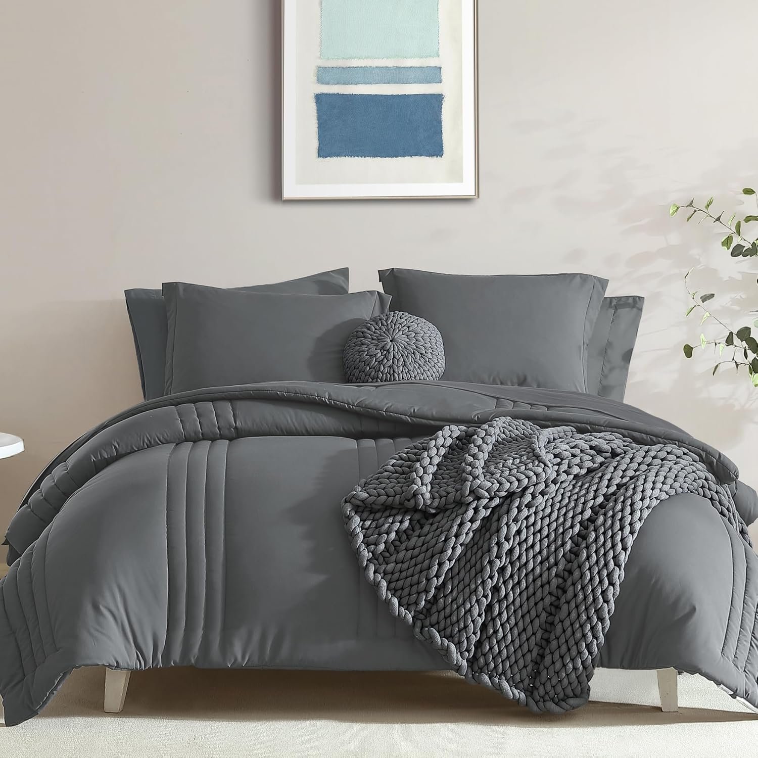 Monbix Queen Comforter Set, 7-Piece, Sage Green - Image 31