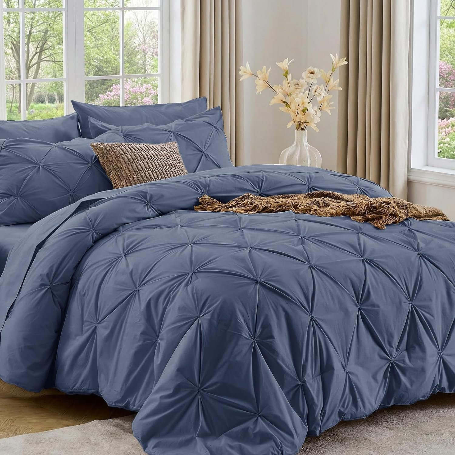 Sasttie Queen Comforter Set, 7-Piece, Beige - Image 13