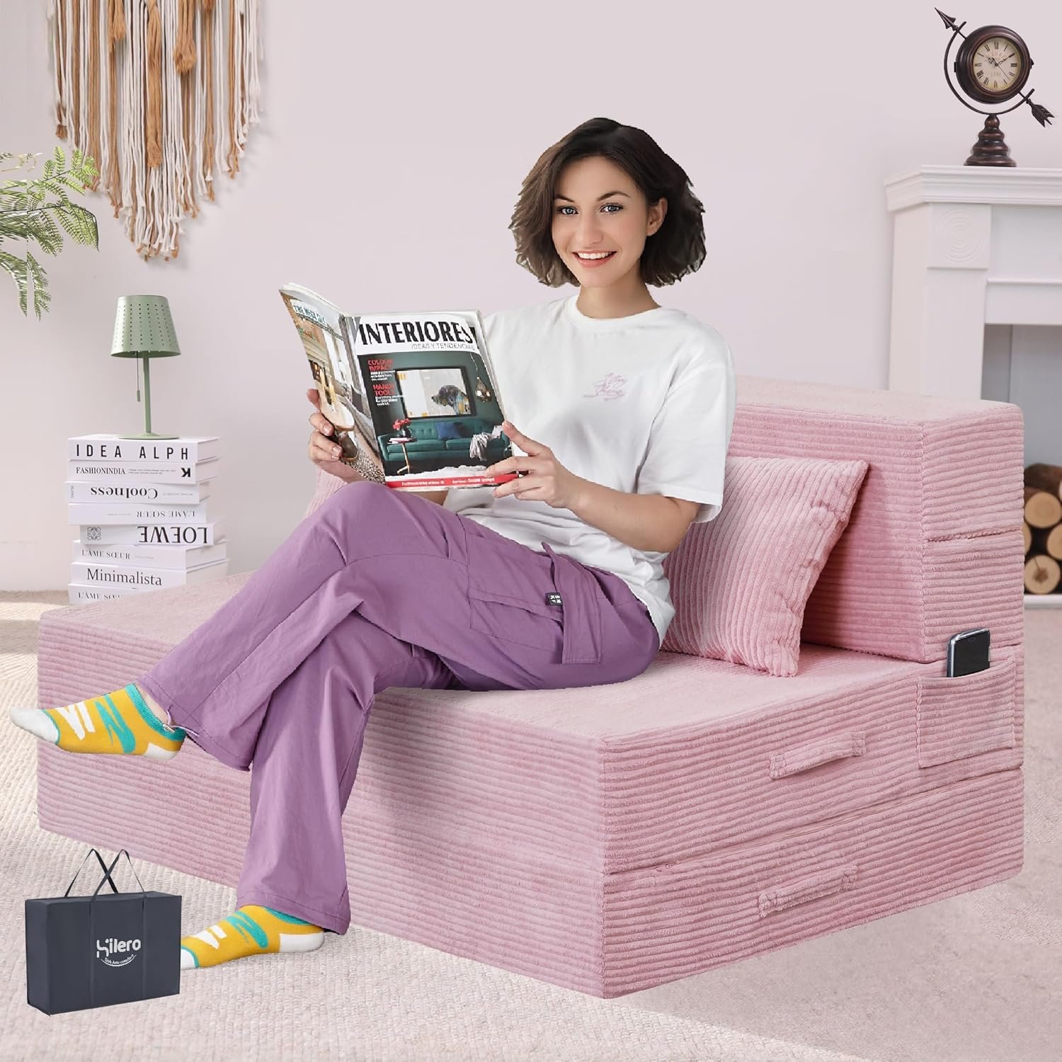 4-in-1 Folding Sofa Bed – Memory Foam Sleeper Chair, Black Grey - Image 9