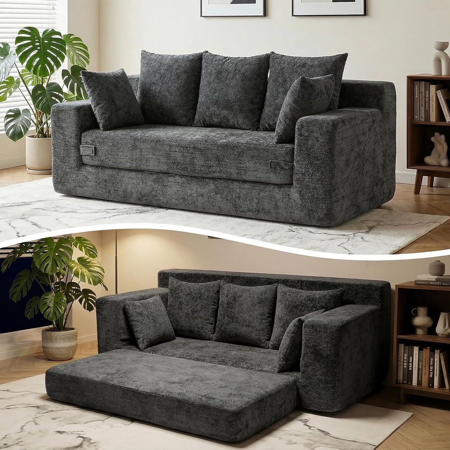 Oversized Boneless Sofa Bed, 3-Seater Gray - Image 2