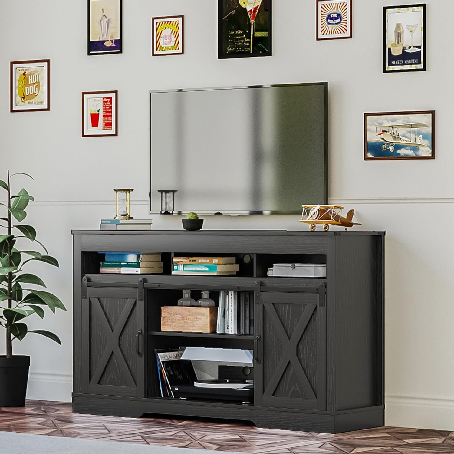 RoyalCraft Fireplace TV Stand, Light Grey - Image 10