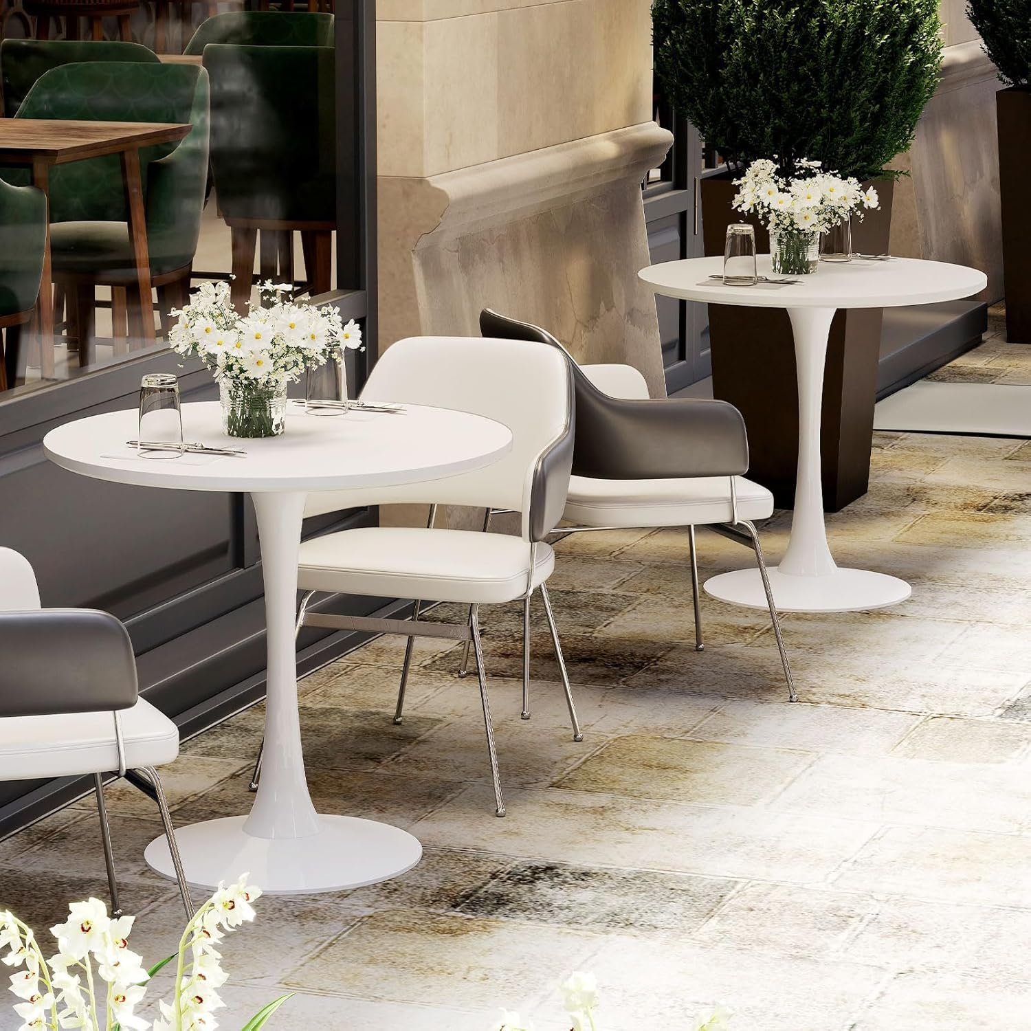 27.5" Round Tulip Table, White - Image 6