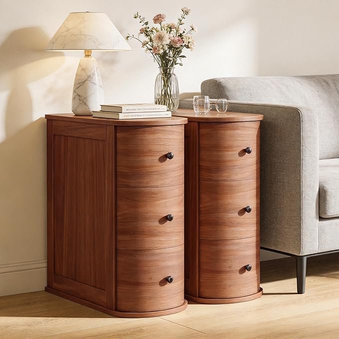 Shintenchi End Table Set of 2, 3-Drawer, Walnut - Image 3