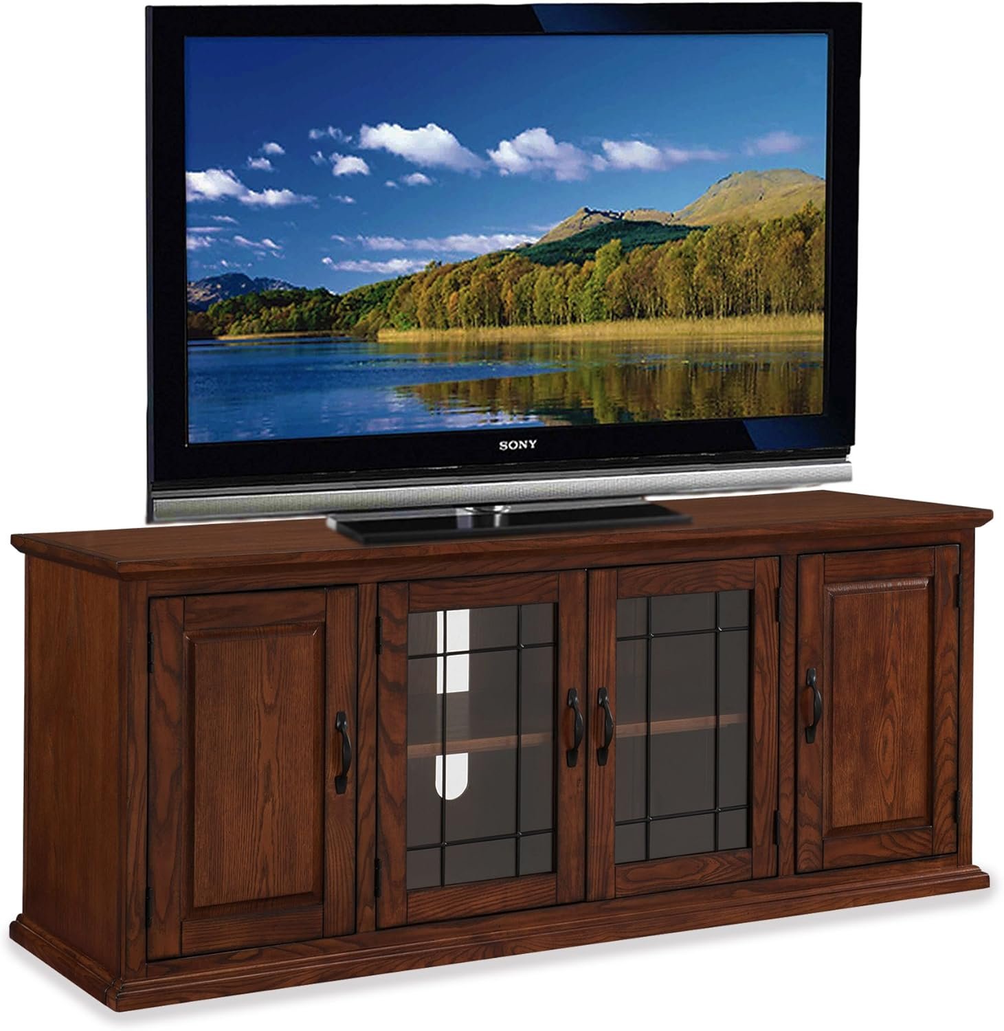 Leick Home TV Stand, Solid Wood, Mission Oak - Image 3